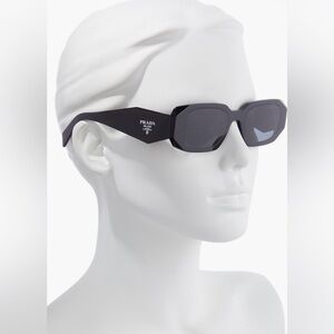 Prada Runway Black 49 mm rectangular Geometric Sunglasses